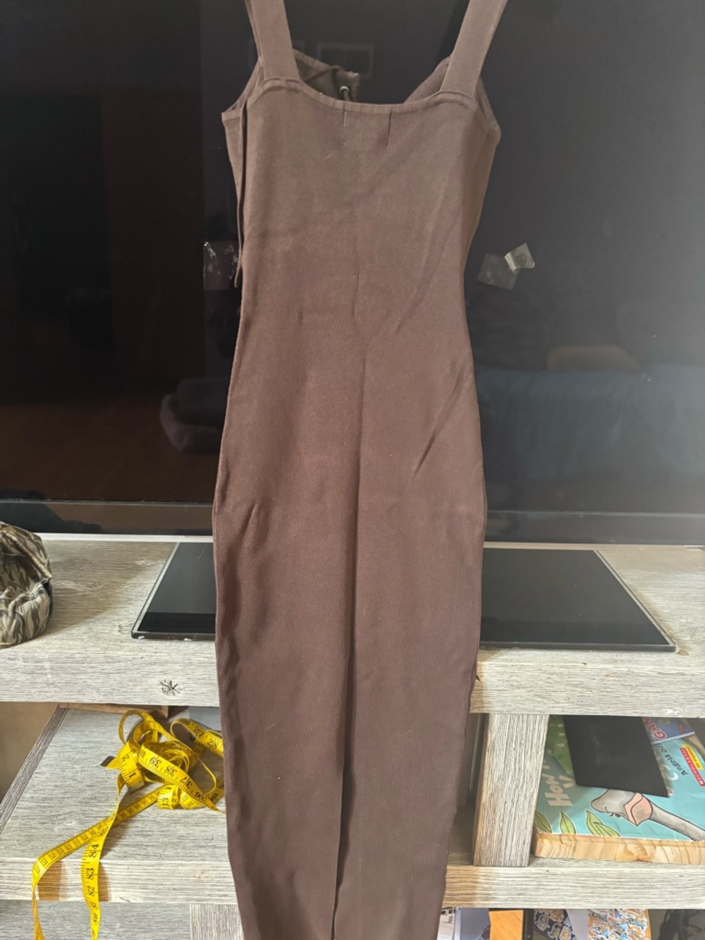 H&M Brown Ribbed Lace-Up Maxi Dress - Picture 3 of 7